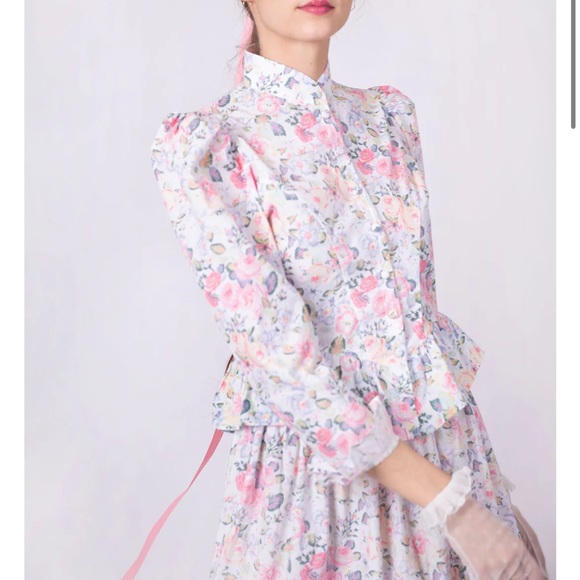 Laura Ashley x BATSHEVA Grace Blouse in Quartet SIZE 2 - Picture 9 of 11